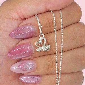 Cadena Rolito fino y Dije Corazon de Cisnes de Plata 925